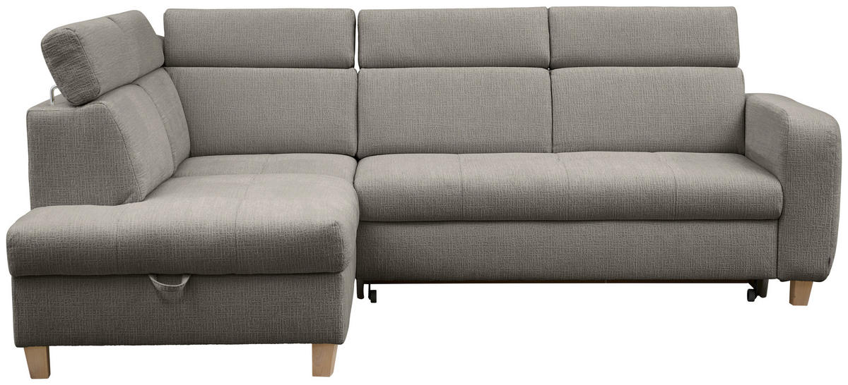 ECKSOFA inkl. Funktionen Dunkelgrau Samt  - Dunkelgrau, Design, Holz/Textil (206/261cm) - Venda