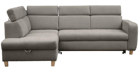 ECKSOFA inkl. Funktionen Dunkelgrau Samt - Dunkelgrau, Design, Holz/Textil (206/261cm) - Venda