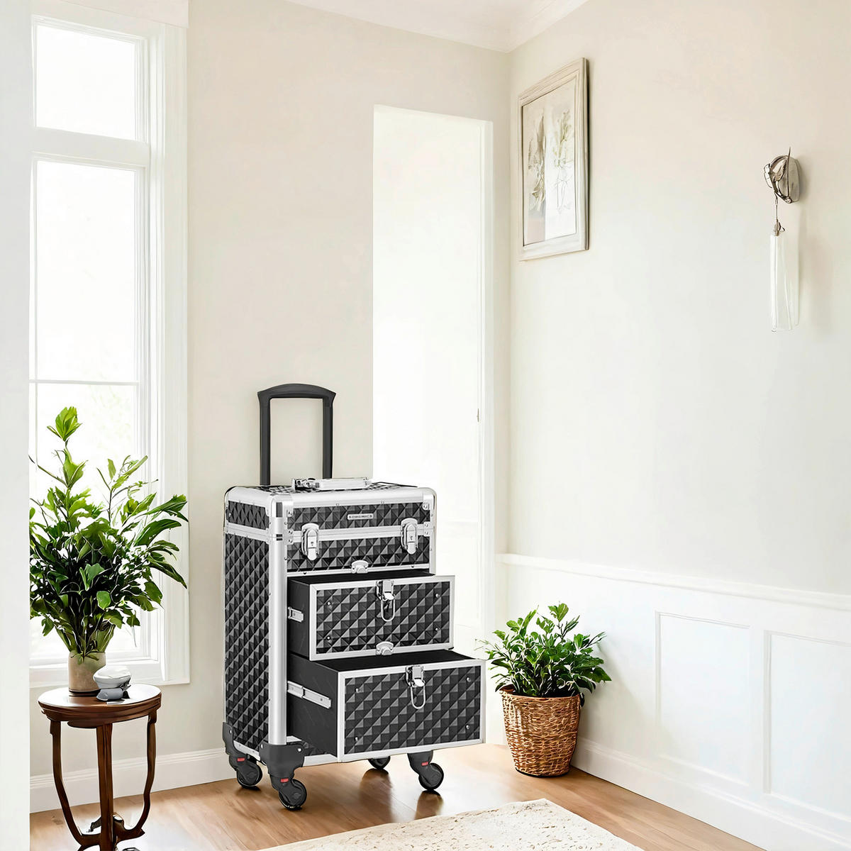 KOSMETIKKOFFER  - Silberfarben/Schwarz, Trend, Holzwerkstoff/Kunststoff (34/95/24cm) - Boxxx