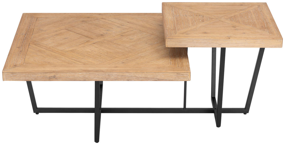 COUCHTISCH Tanne furniert quadratisch Naturfarben, Schwarz  - Schwarz/Naturfarben, Design, Holz/Holzwerkstoff (118/45/78cm) - P & B