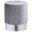 HOCKER in Textil, Metall Grau, Chromfarben  - Chromfarben/Grau, Trend, Textil/Metall (35/42/35cm) - Xora