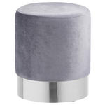 HOCKER in Textil, Metall Grau, Chromfarben  - Chromfarben/Grau, Trend, Textil/Metall (35/42/35cm) - Xora