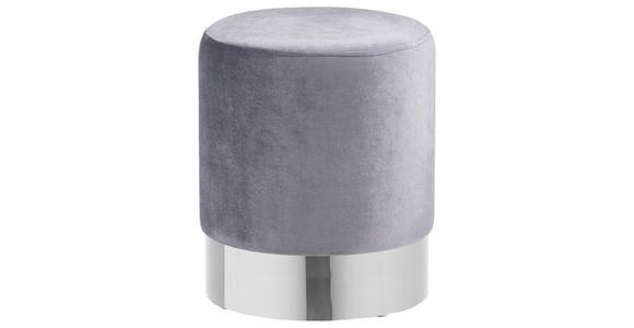 HOCKER in Textil, Metall Grau, Chromfarben  - Chromfarben/Grau, Trend, Textil/Metall (35/42/35cm) - Xora