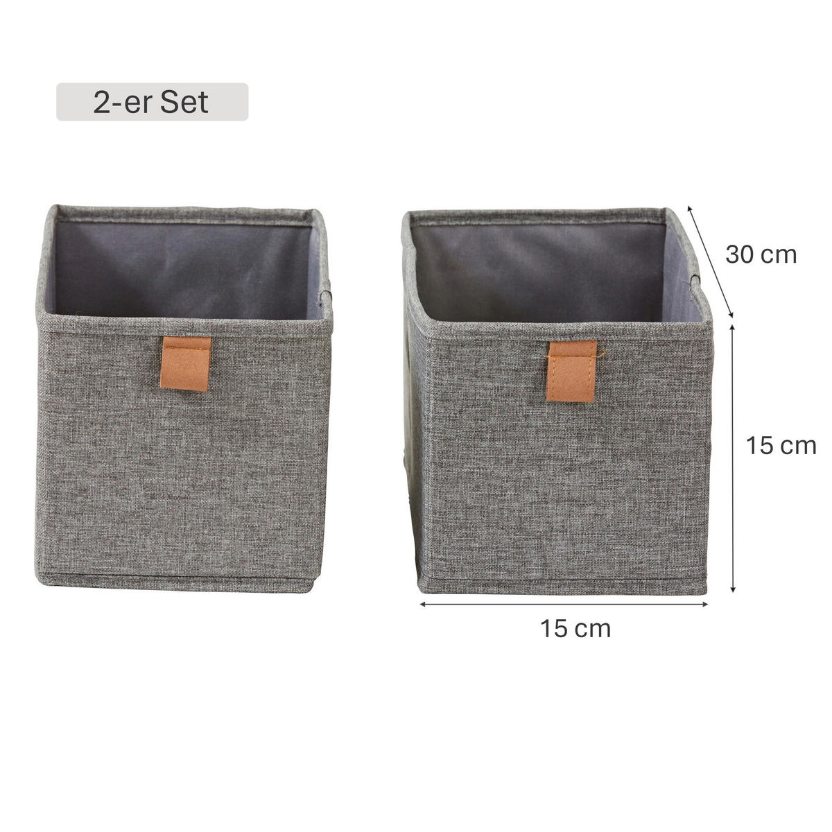 AUFBEWAHRUNGSBOXEN-SET Premium  - Grau, Basics, Karton/Textil (30/15/15cm) - Store It