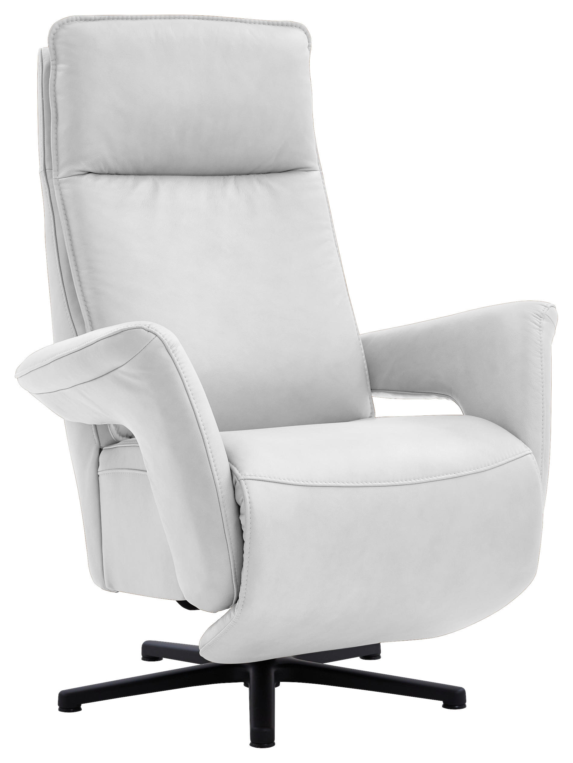 RELAXSESSEL in Leder Weiss  - Weiss/Schwarz, Design, Leder/Metall (83/112/87-174cm) - Valdera