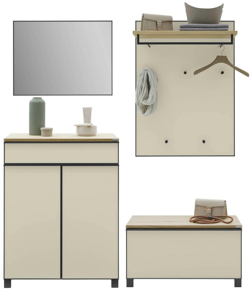 GARDEROBE 4-teilig  in 180/193/37 cm  - Eichefarben/Sahara, Design, Glas/Holz (180/193/37cm) - Dieter Knoll