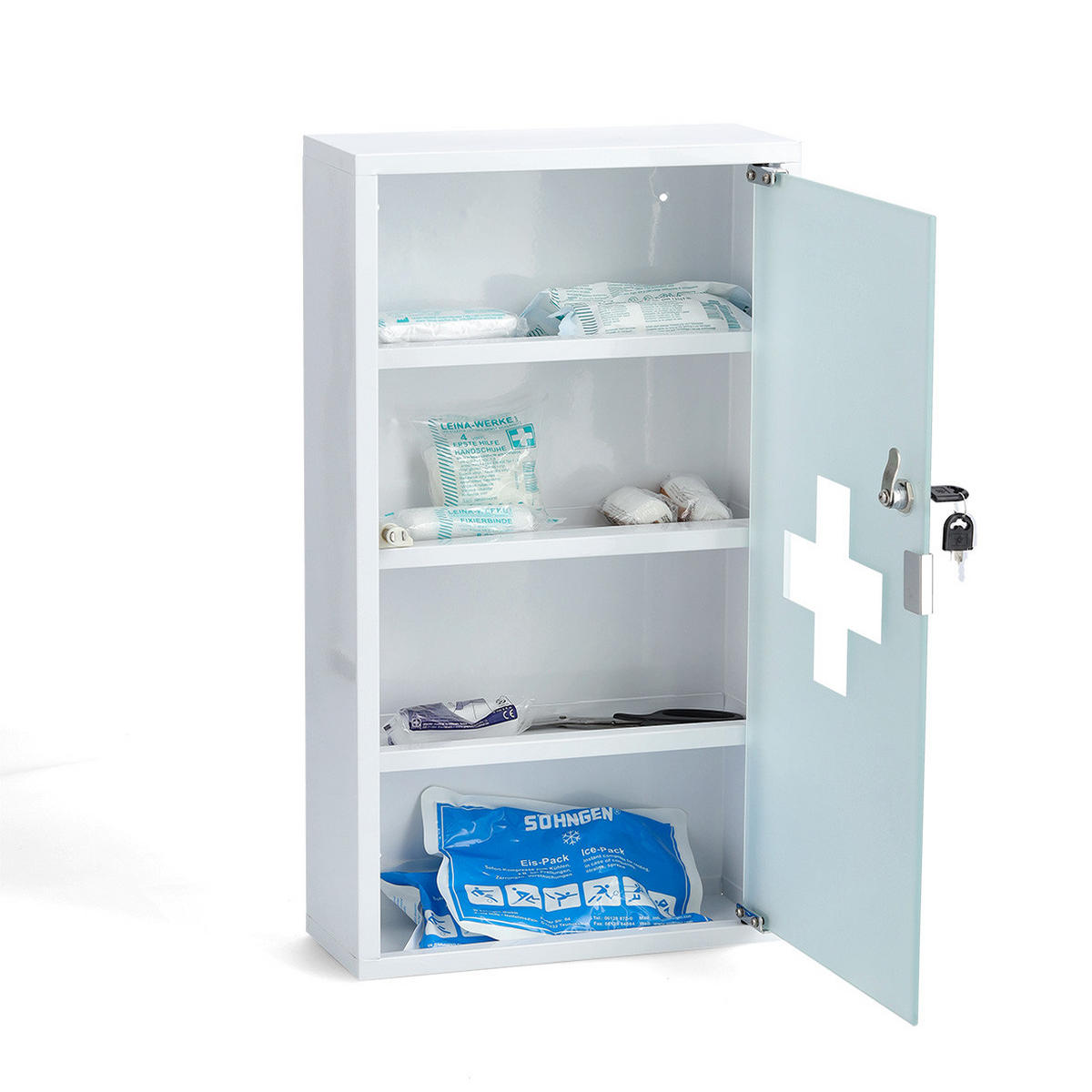MEDIZINSCHRANK 30/60/12 cm  - Silberfarben/Weiß, Basics, Glas/Metall (30/60/12cm) - Zeller Present
