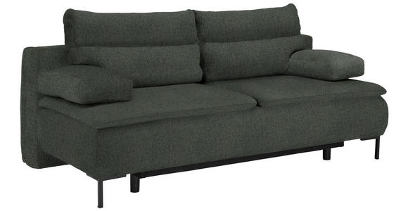 BOXSPRINGSOFA  in Webstoff Dunkelgrün Modern  - Dunkelgrün/Schwarz, Design, Textil/Metall (202/93/100cm) - Novel