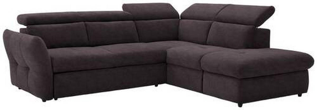 ECKSOFA in Mikrofaser Dunkelbraun  254/224 cm  - Dunkelbraun/Schwarz, Design, Kunststoff/Textil (254/224cm) - Stylife
