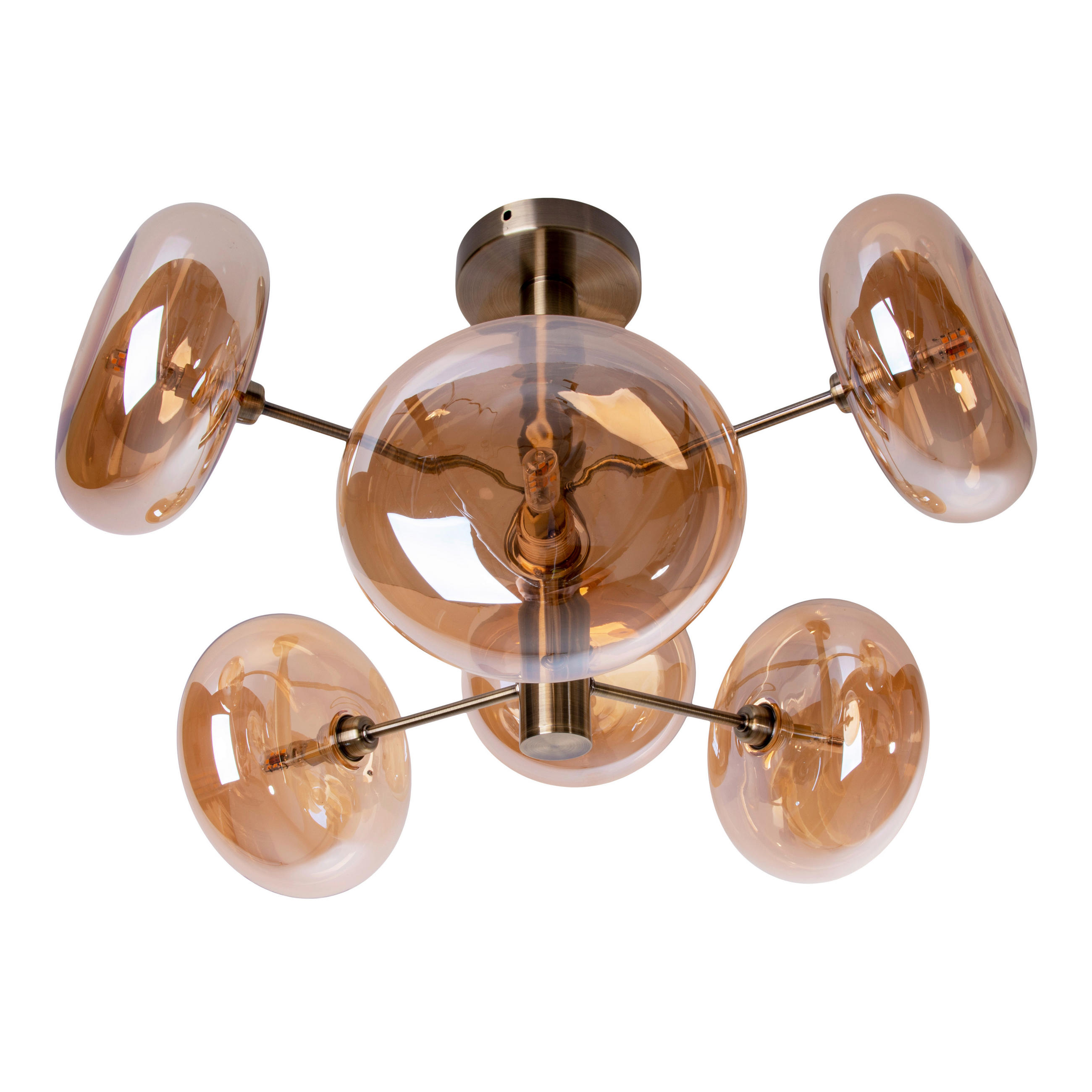 DECKENLEUCHTE Orion 53/38 cm   - Messingfarben, Basics, Glas/Metall (53/38cm) - Näve