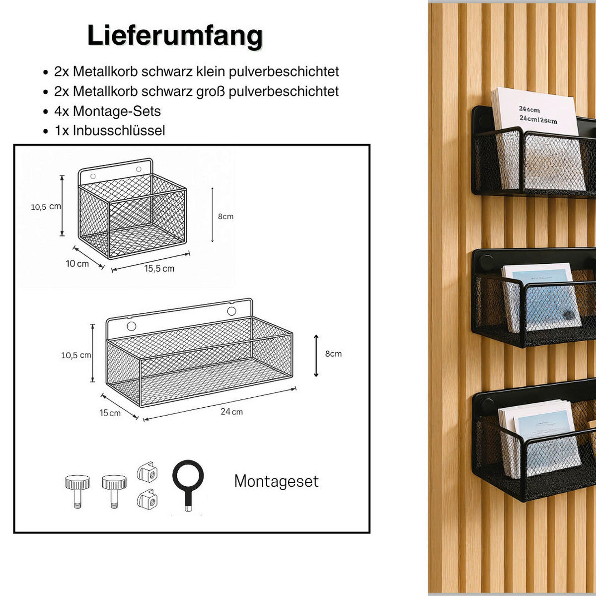 AKUSTIKPANEEL  - Schwarz, Basics, Metall (24/15/8cm)