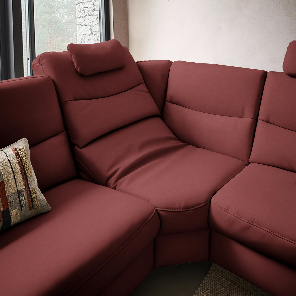 ECKSOFA in Echtleder Rot  280/249 cm  - Anthrazit/Rot, Design, Leder/Metall (280/249cm) - Himolla Komfortklass