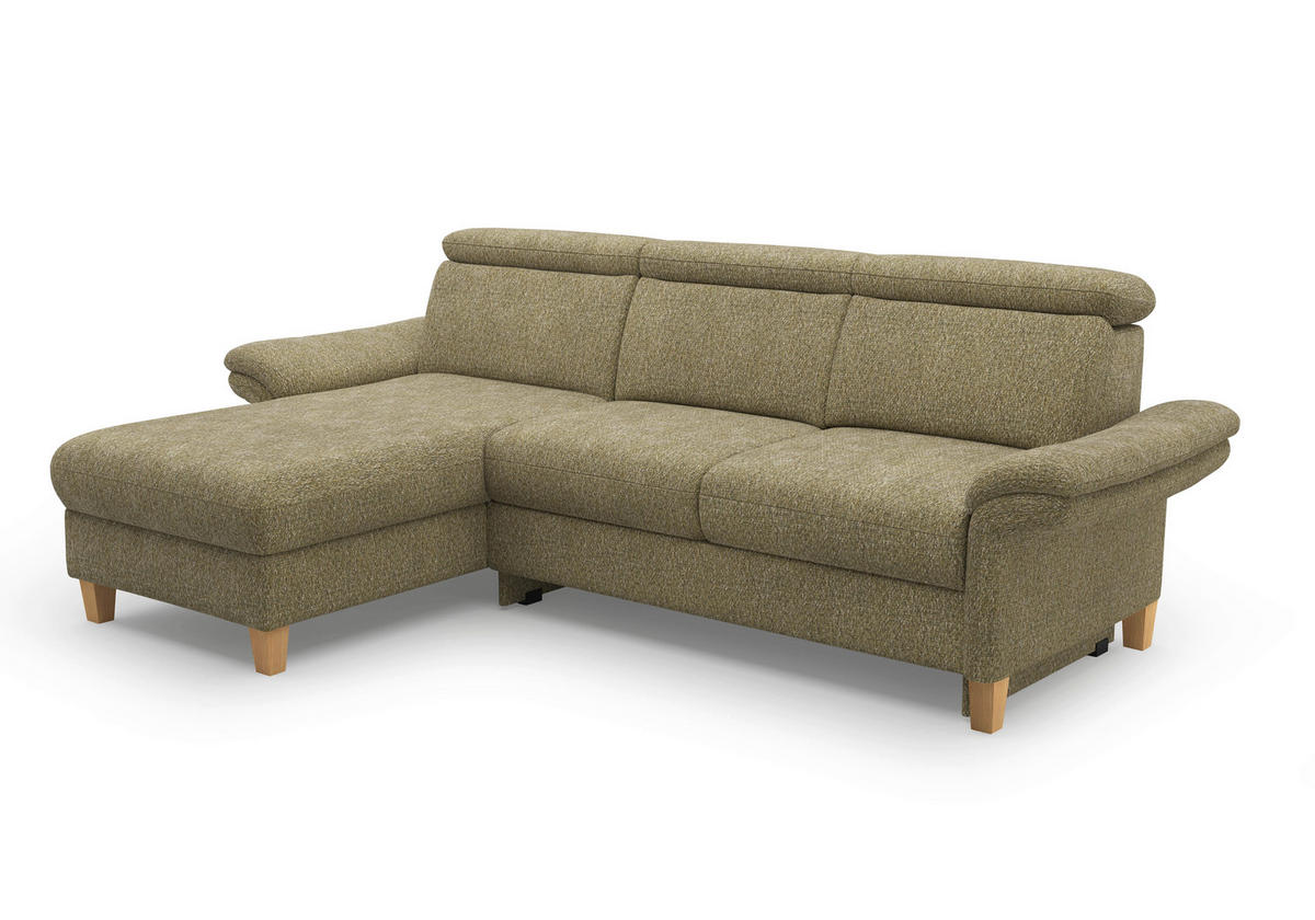 ECKSOFA GLENDALE E Olivgrün Chenille  - Eichefarben/Olivgrün, KONVENTIONELL, Holz/Textil (166/253cm) - Sit & More