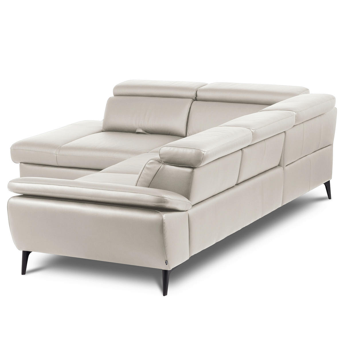 ECKSOFA  in Lederlook Echtleder Platinfarben  220/274 cm  - Platinfarben/Schwarz, Design, Leder/Textil (220/274cm) - Livetastic