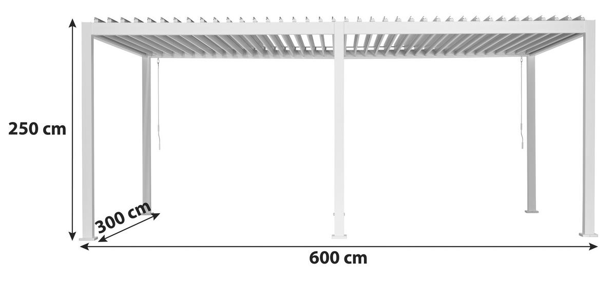 PERGOLA 600/250/300 cm   - Weiß, MODERN, Metall (600/250/300cm) - Gardenson