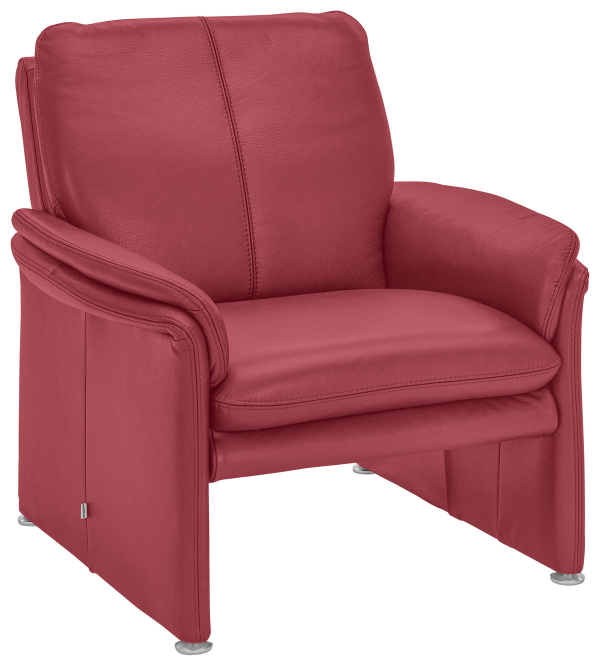 SESSEL in Echtleder Rot  - Chromfarben/Rot, KONVENTIONELL, Leder/Metall (98/90/86cm) - Celina Home