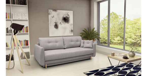 SCHLAFSOFA Webstoff Grau  - Buchefarben/Grau, KONVENTIONELL, Holz/Textil (220/90/95cm) - Carryhome