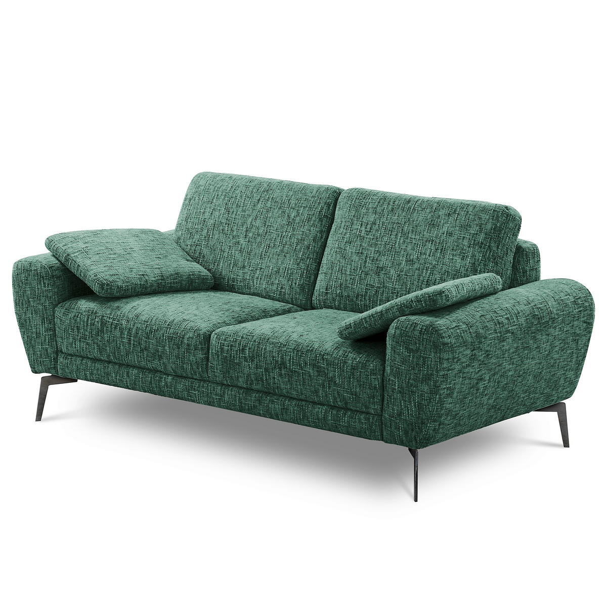 2-SITZER-SOFA Webstoff Grün  - Schwarz/Grün, Design, Textil/Metall (157/85/92cm) - Livetastic