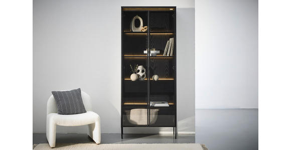 VITRINE  in Schwarz  - Schwarz, Design, Glas/Holzwerkstoff (86/204/34cm) - Hom`in