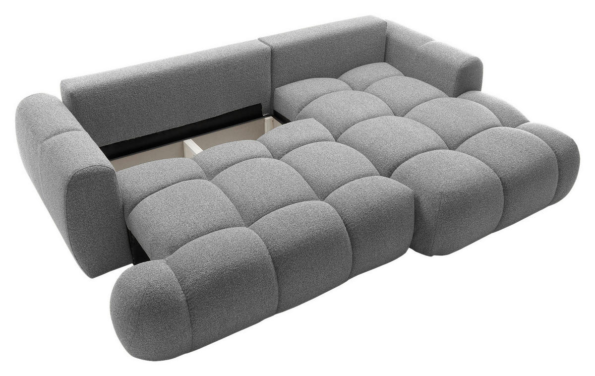ECKSOFA Hellgrau Struktur  - Hellgrau/Schwarz, KONVENTIONELL, Kunststoff/Textil (272/172cm) - Carryhome
