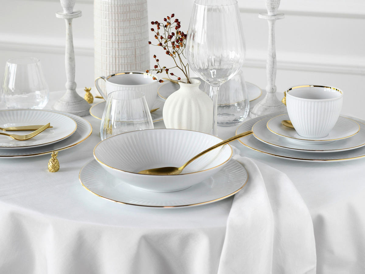 KOMPLETT SERVIS Valencia 30 delar  - vit/guldfärgad, Design, keramik - Creatable