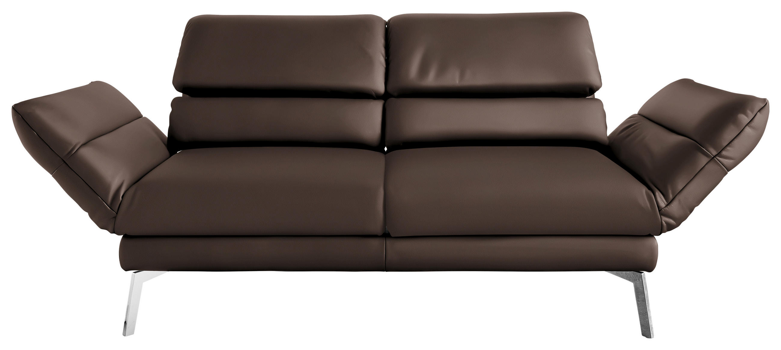 2-SITZER-SOFA Echtleder Dunkelbraun  - Chromfarben/Dunkelbraun, Design, Leder/Metall (178-226/82/96-177cm) - Dieter Knoll
