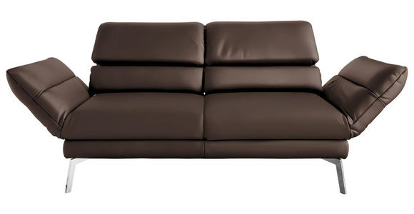 2-SITZER-SOFA Echtleder Dunkelbraun  - Chromfarben/Dunkelbraun, Design, Leder/Metall (198-246/83/96-187cm) - Dieter Knoll