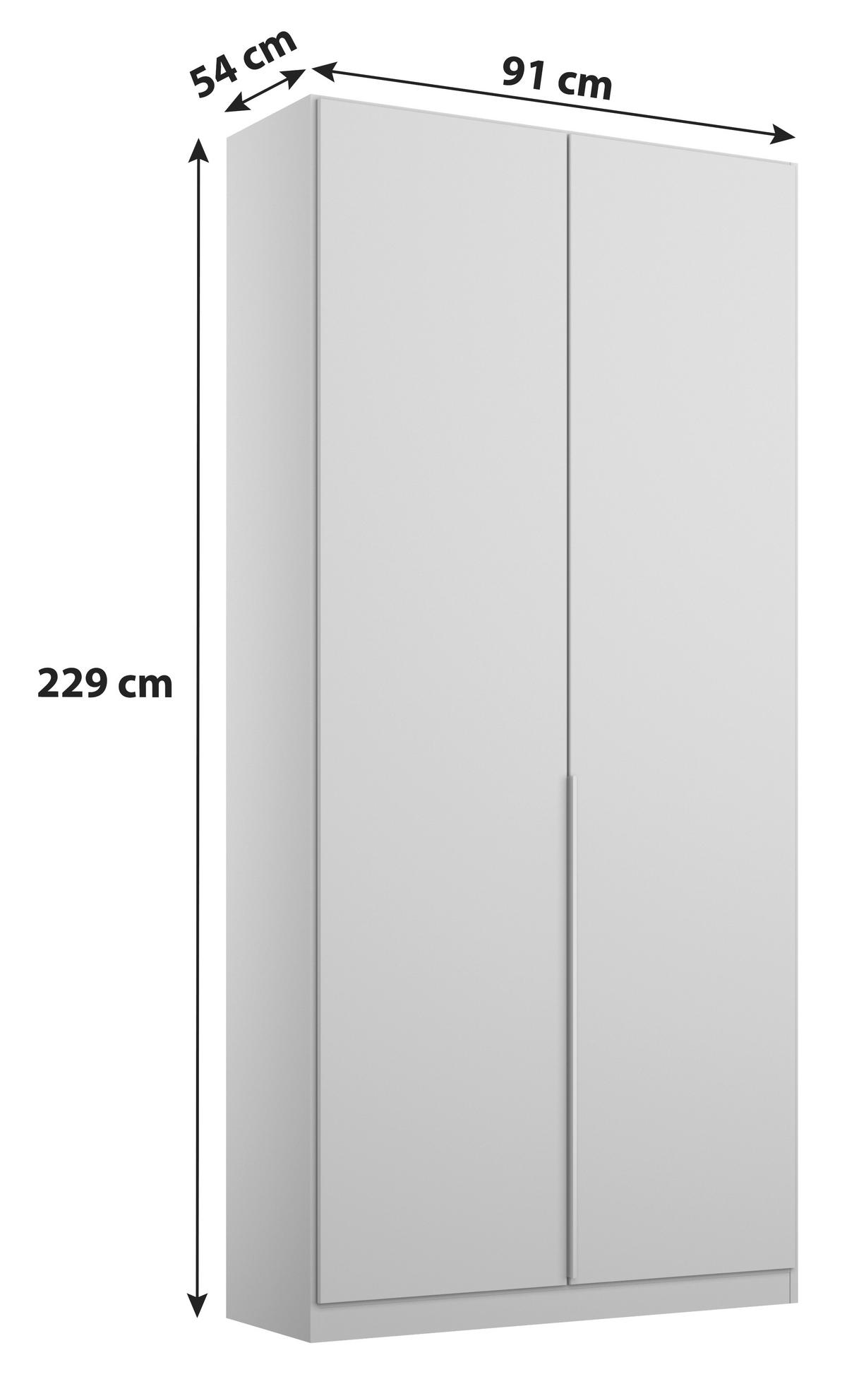 SKRIŇA S OTOČNÝMI DVERAMI, biela, 91/229/54 cm - biela/hliníková, Modern, kov/kompozitné drevo (91/229/54cm) - Rauch Möbel