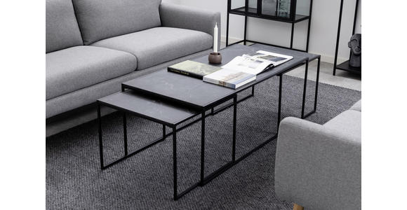 COUCHTISCHSET Schwarz - Schwarz, KONVENTIONELL, Holzwerkstoff/Metall (56-120/56-60/44-48cm) - Carryhome
