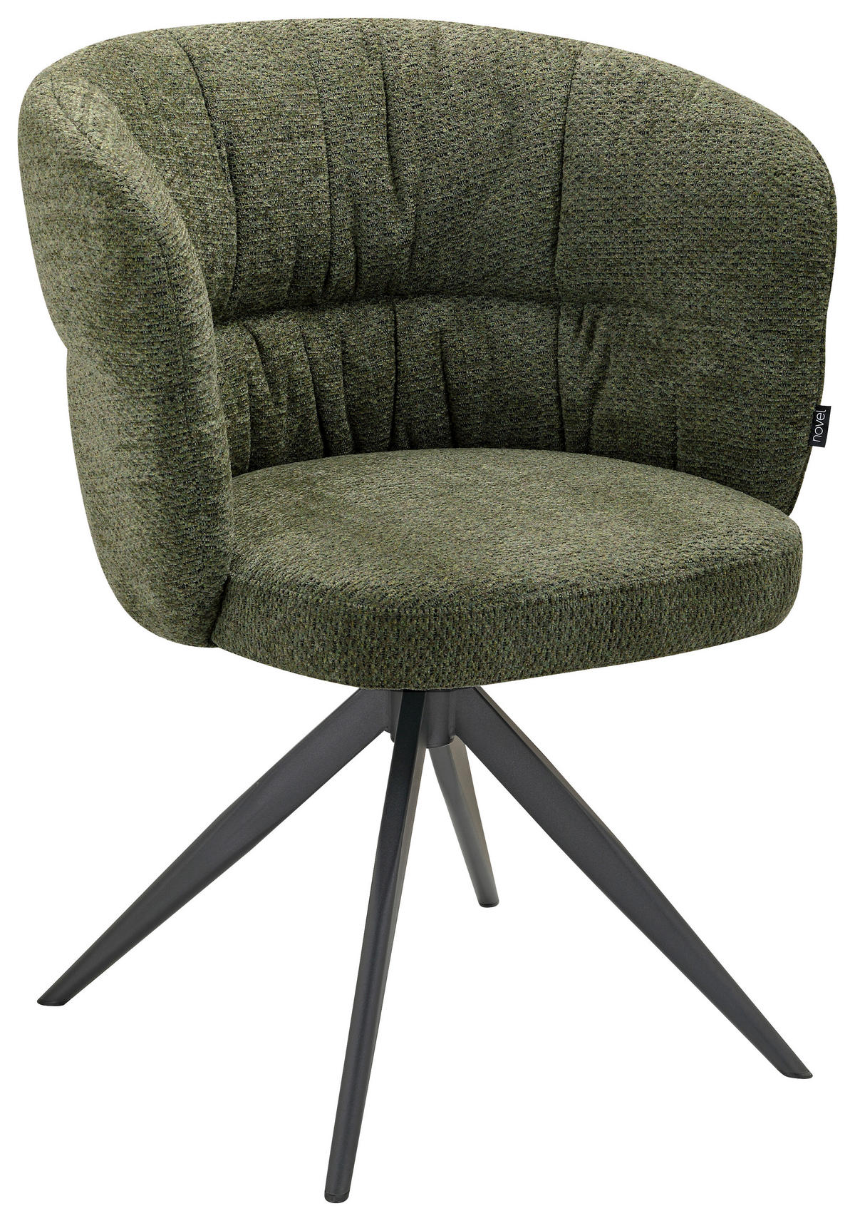 STOL MED ARMSTÖD järn chenille  - olivgrön/svart, Design, metall/textil (63,5/81,5/61cm) - Novel