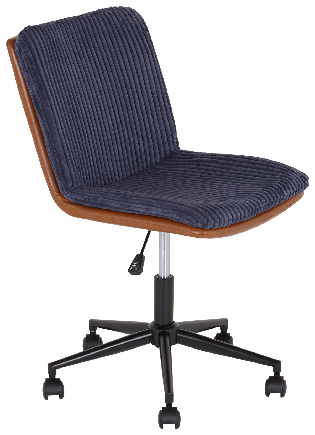 DREHSTUHL  in Cord, Lederlook Braun, Blau  - Blau/Schwarz, MODERN, Kunststoff/Textil (42/98/45cm) - MID.YOU