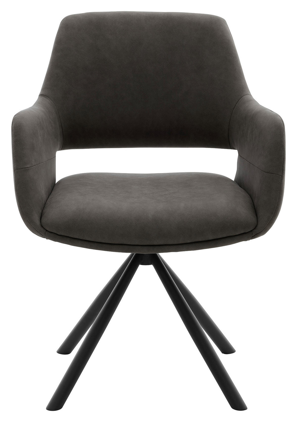 ARMLEHNSTUHL  Stoffauswahl, Sitzfläche 180° drehbar, automatische Rückholfunktion Mikrofaser  - Schlammfarben/Schwarz, Design, Textil/Metall (62/83/62cm) - Musterring