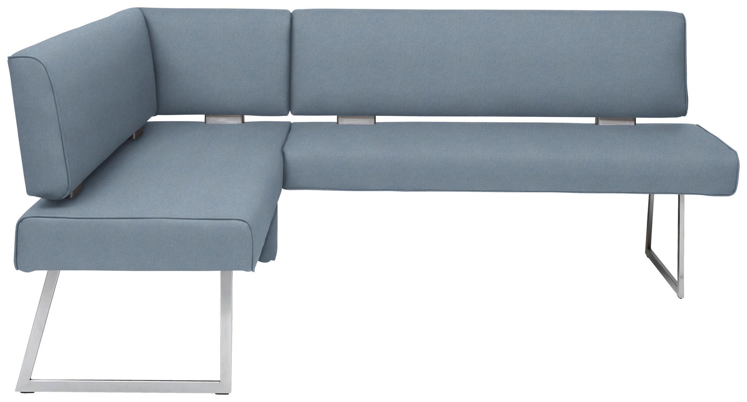 ECKBANKMetall, Textil Blau, Edelstahlfarben  - Blau/Edelstahlfarben, Design, Textil/Metall (137/185cm) - Dieter Knoll