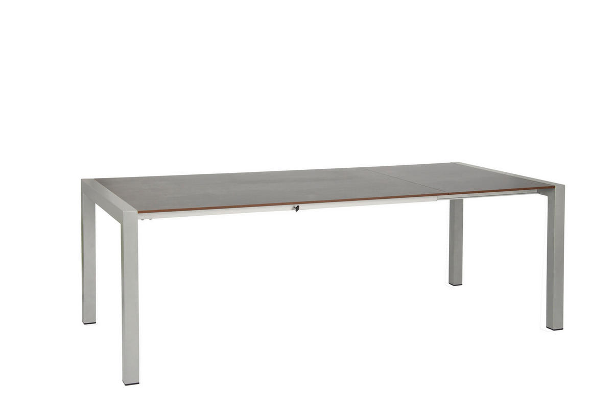 GARTENSET beschichtet Aluminium  - Platinfarben/Anthrazit, Basics, Textil/Metall (160+60/98/74cm) - Acamp