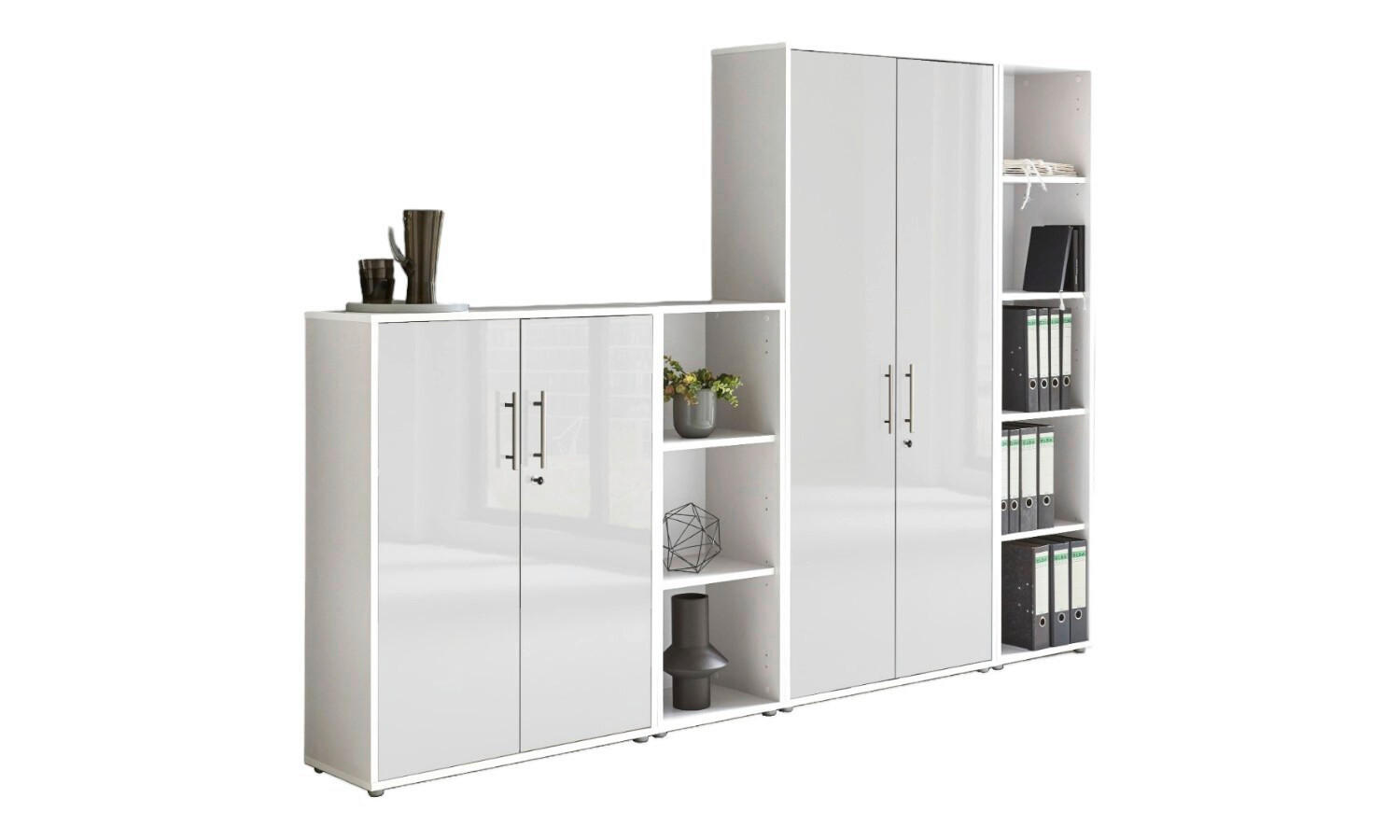 AKTENSCHRANK 257/185,6/33 cm  - Weiß Hochglanz/Weiß, MODERN, Holzwerkstoff (257/185,6/33cm) - MID.YOU