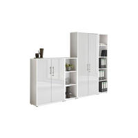 AKTENSCHRANK Weiß, Weiß Hochglanz  - Weiß Hochglanz/Weiß, MODERN, Holzwerkstoff (257/185,6/33cm) - MID.YOU