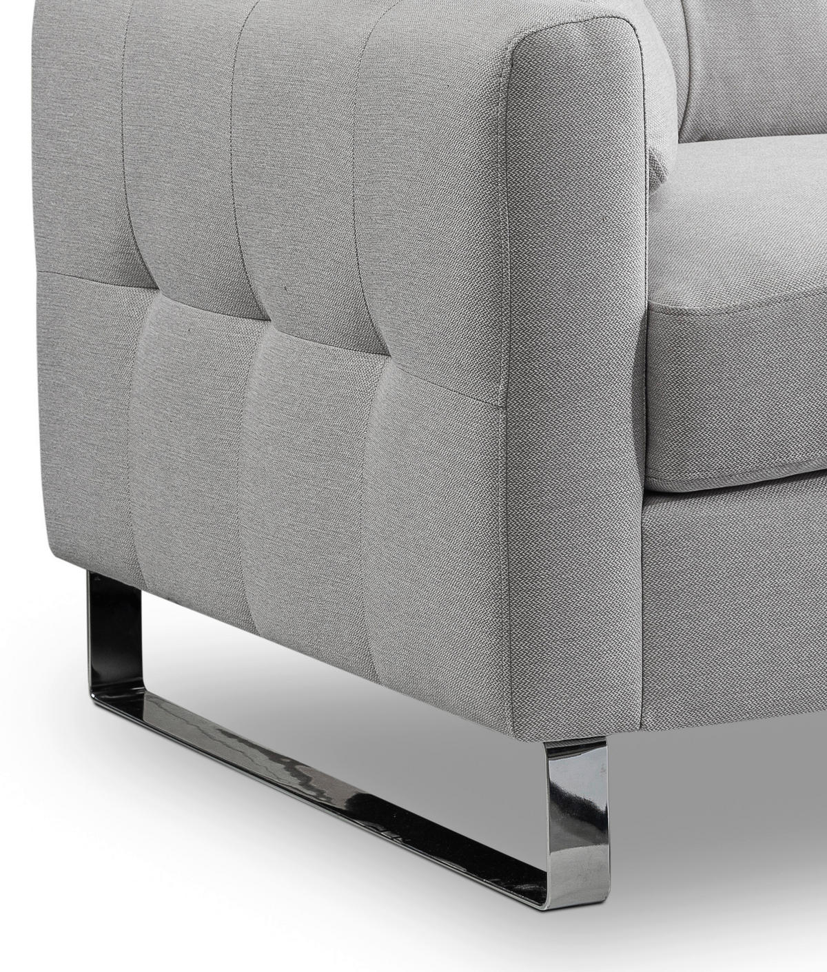 2-SITZER-SOFA HERA Flachgewebe Hellgrau  - Chromfarben/Hellgrau, Basics, Textil/Metall (172/92/94cm) - MID.YOU