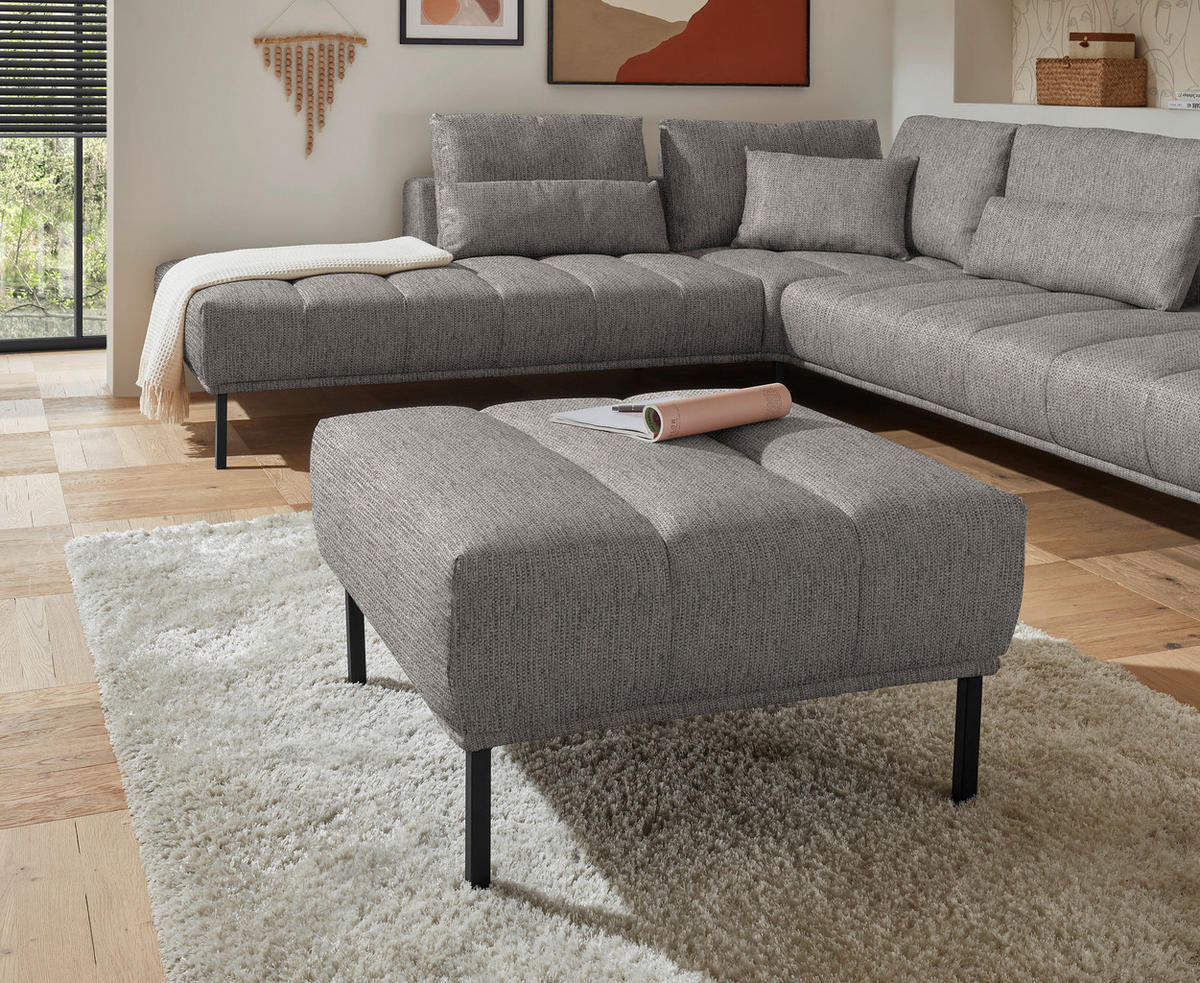 ECKSOFA  in Flachgewebe Greige  270/308 cm  - Greige/Schwarz, Design, Textil/Metall (270/308cm) - Pure Home Lifestyle
