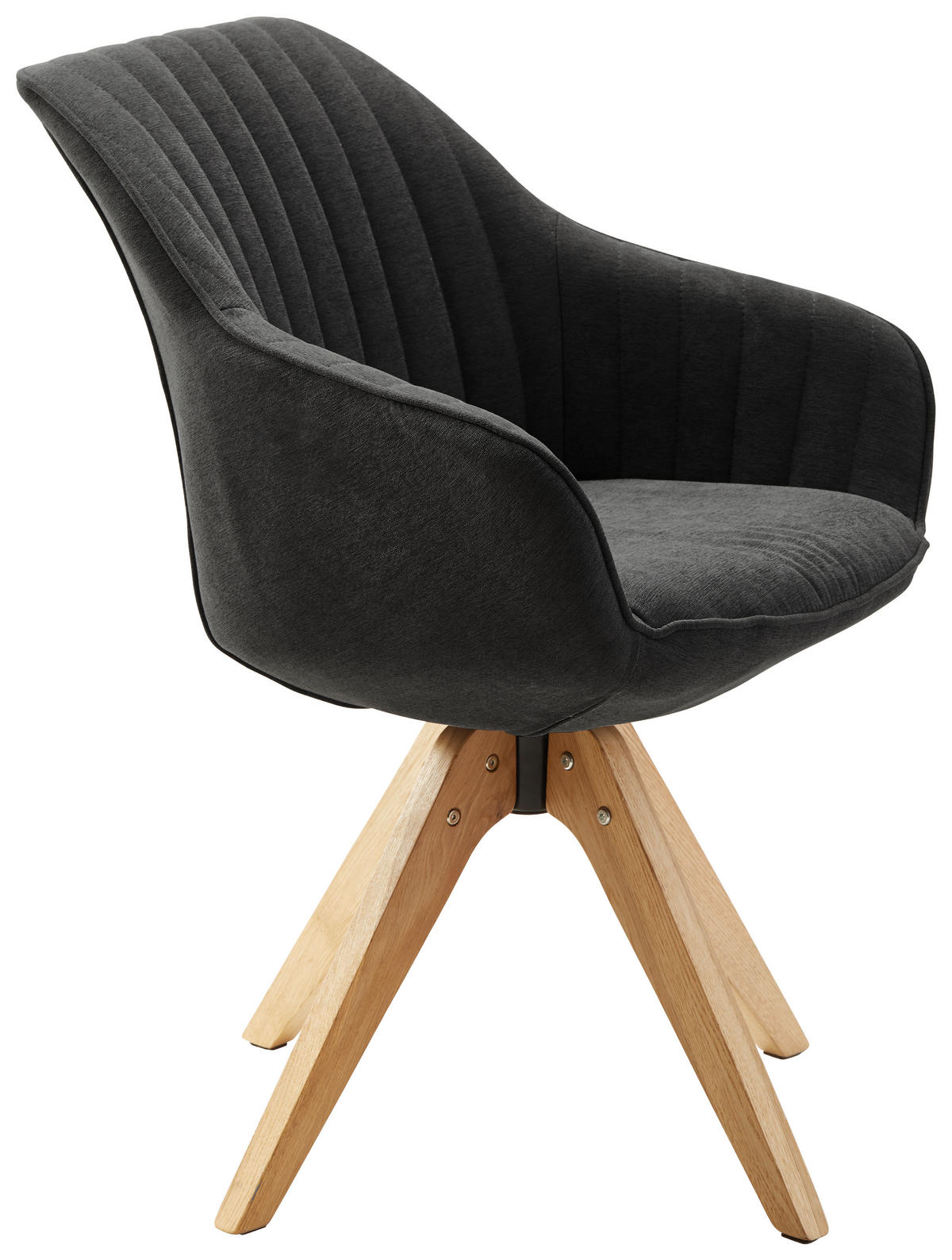 ARMLEHNSTUHL  in Velours  - Anthrazit/Naturfarben, LIFESTYLE, Holz/Textil (60/83/65cm) - home24