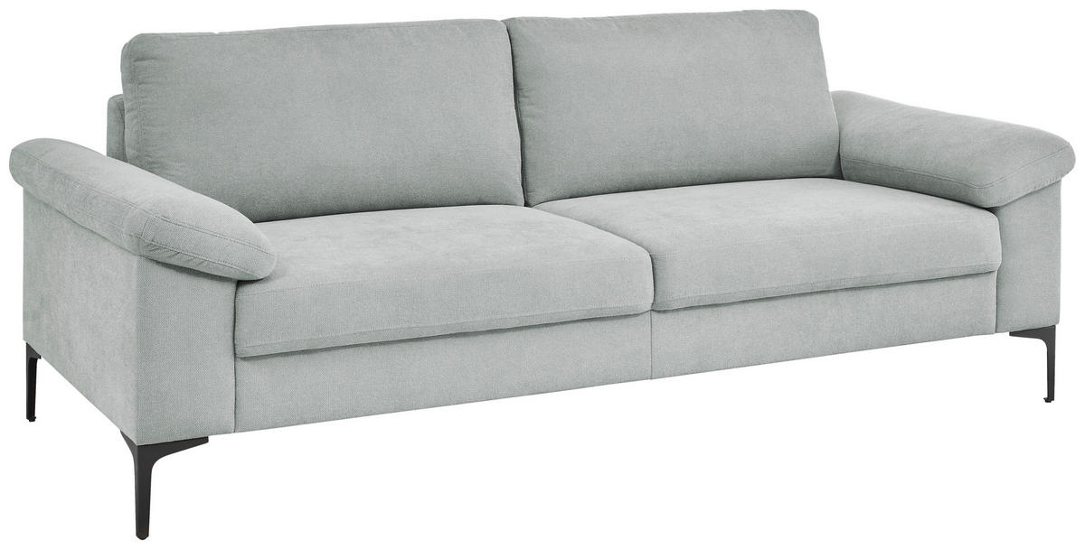 3-SITZER-SOFA in Flachgewebe Blaugrau  - Blaugrau/Schwarz, Design, Textil/Metall (226/89/97cm) - Pure Home Lifestyle