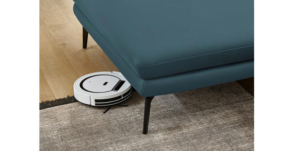 ECKSOFA in Echtleder Blau 180/310 cm - Blau/Schwarz, Design, Leder/Metall (180/310cm) - Dieter Knoll