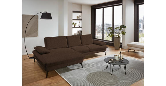 ECKSOFA in Chenille, Mikrofaser Dunkelbraun 157/299 cm - Dunkelbraun/Schwarz, Design, Textil/Metall (157/299cm) - Dieter Knoll