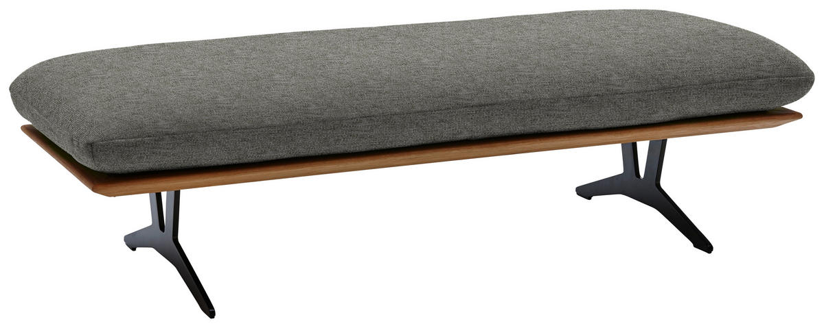 HOCKERBANK in Holz, Textil Grau  - Schwarz/Grau, Design, Holz/Textil (150/43/60cm) - Dieter Knoll