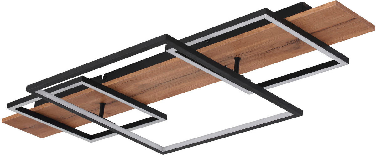 LED-DECKENLEUCHTE 95/40/10 cm   - Opal/Schwarz, Basics, Holzwerkstoff/Kunststoff (95/40/10cm) - Novel