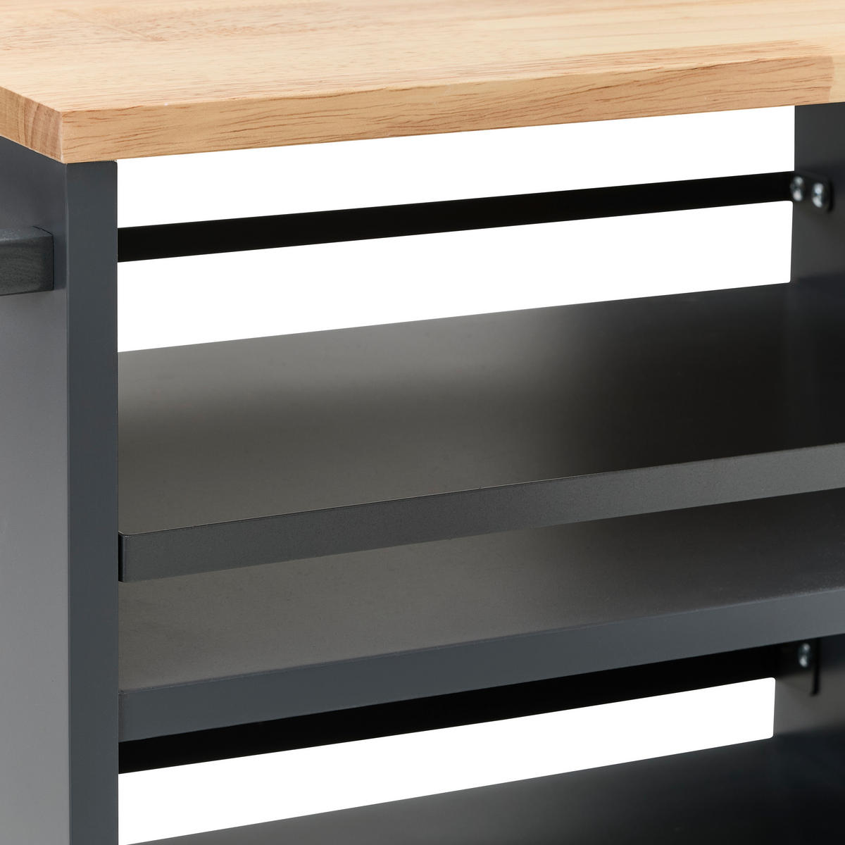 SERVIERWAGEN Kautschukholz massiv Naturfarben, Grau  - Schwarz/Naturfarben, Design, Holz/Holzwerkstoff (50/38/78cm) - MID.YOU