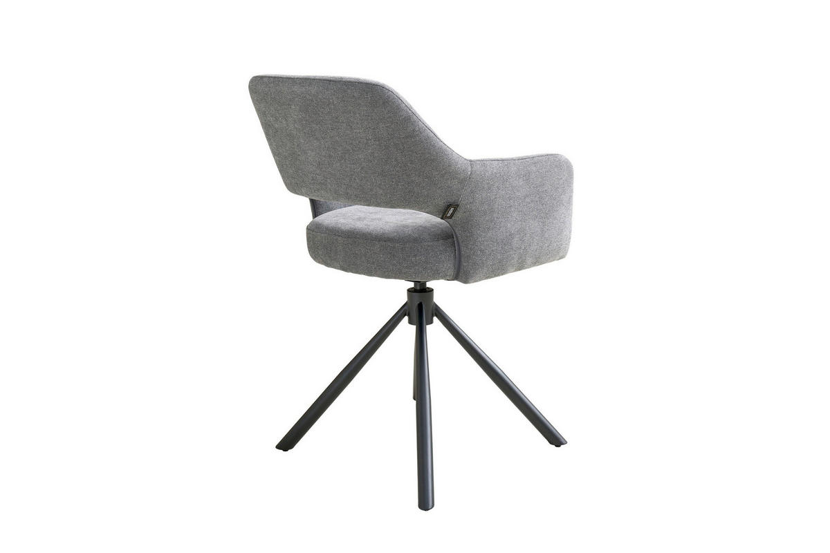 ARMLEHNSTUHL  Sitzfläche 360° drehbar Webstoff  Grau, Schwarz  - Schwarz/Grau, MODERN, Textil/Metall (58/84/61cm) - Schöner Wohnen