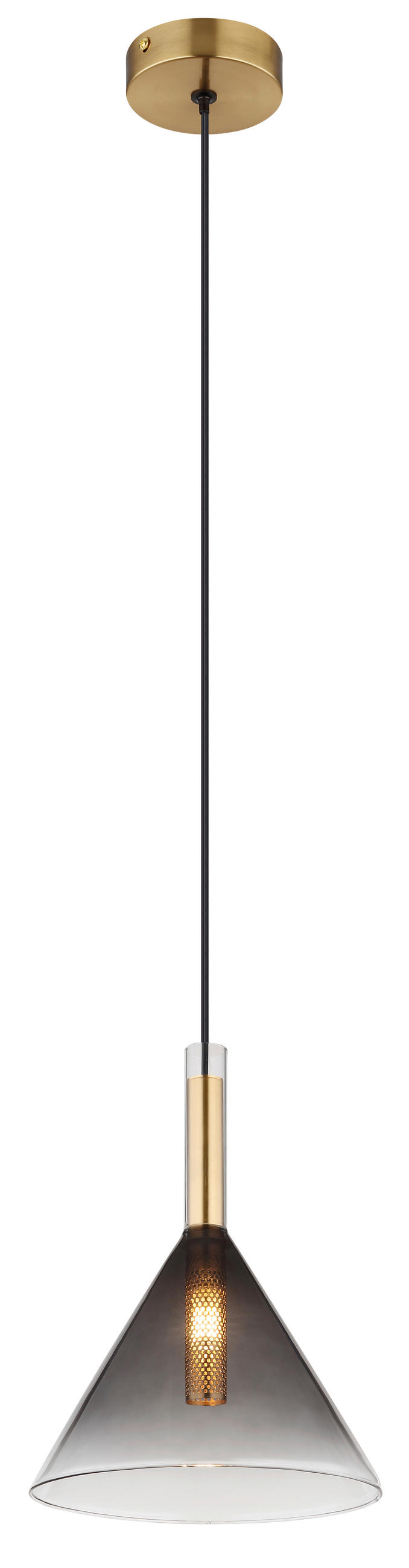 HÄNGELEUCHTE 20/120 cm    - Klar/Messingfarben, Design, Glas/Metall (20/120cm) - Globo