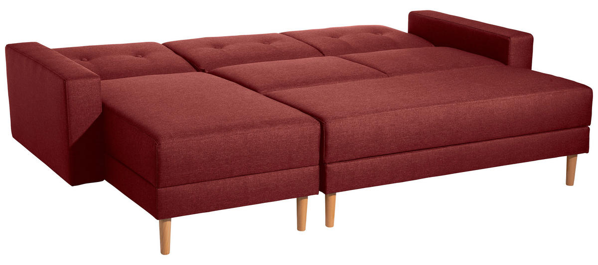 ECKSCHLAFSOFA in Flachgewebe Rot  - Rot/Erlefarben, Design, Holz/Textil (230/93/152cm) - Max Winzer