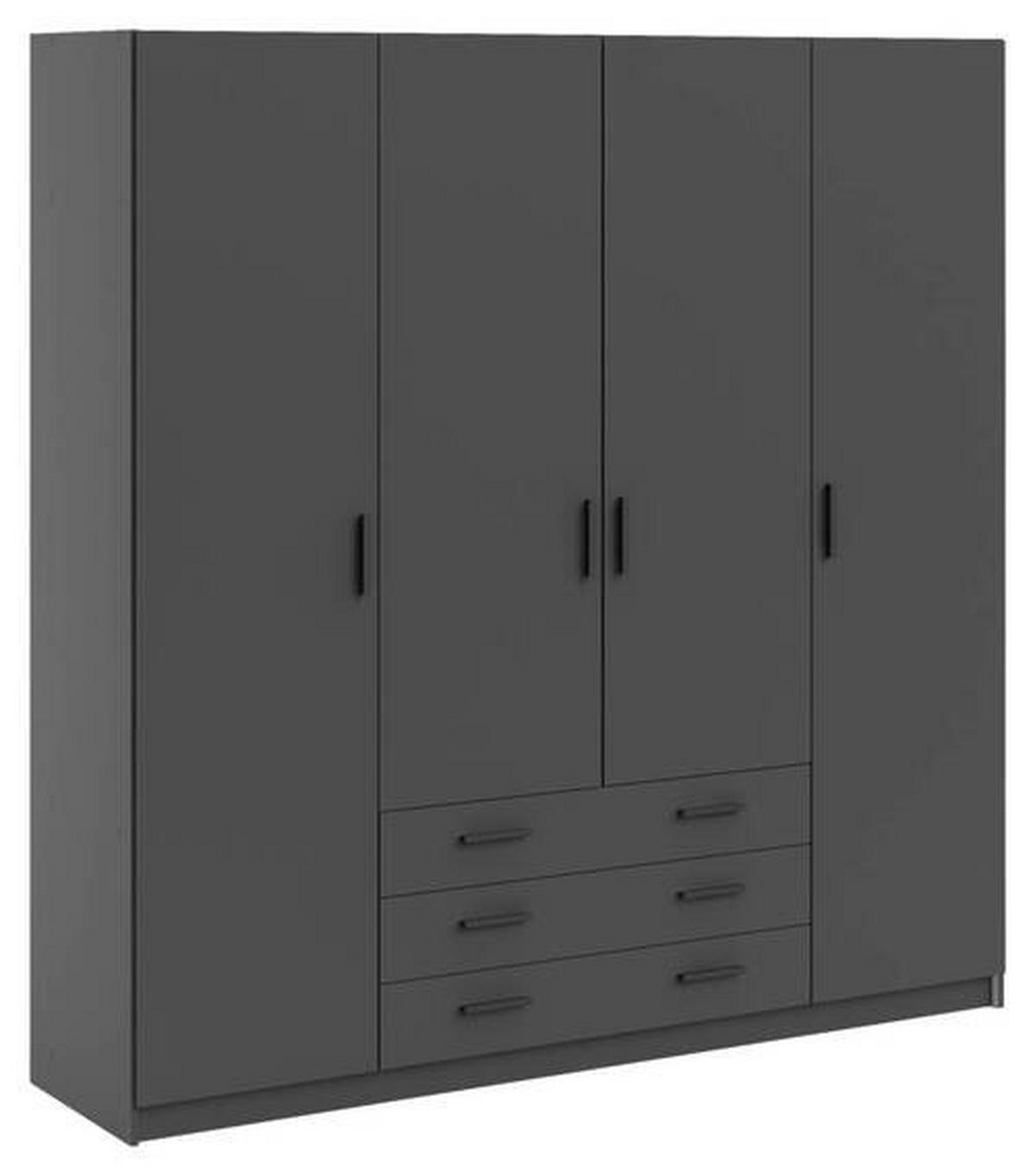KLEIDERSCHRANK in Grau  - Dunkelgrau/Schwarz, Basics, Holzwerkstoff/Metall (195,5/200,4/49,6cm) - MID.YOU