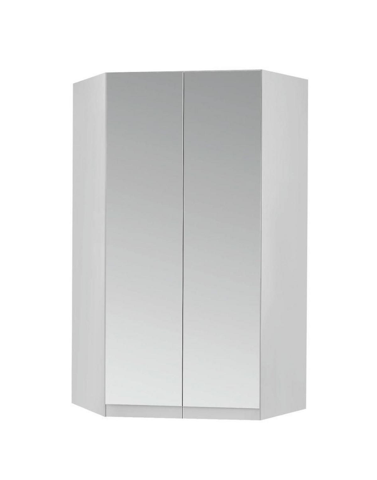 UGAONI ORMAR bela  117/197/117 cm  - boja aluminijuma/bela, Dizajnerski, staklo/pločasti materijal (117/197/117cm) - Carryhome